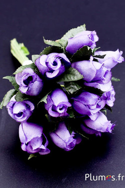 Bouquet 10-12 fleurs en tissu - 11 cm - violet